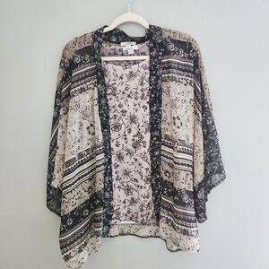 Women's Croft and Barrow Boho Floral Kimono With Attached Tank Top